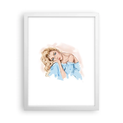 Poster in een witte lijst - Dromerig in het blauw - 30x40 cm