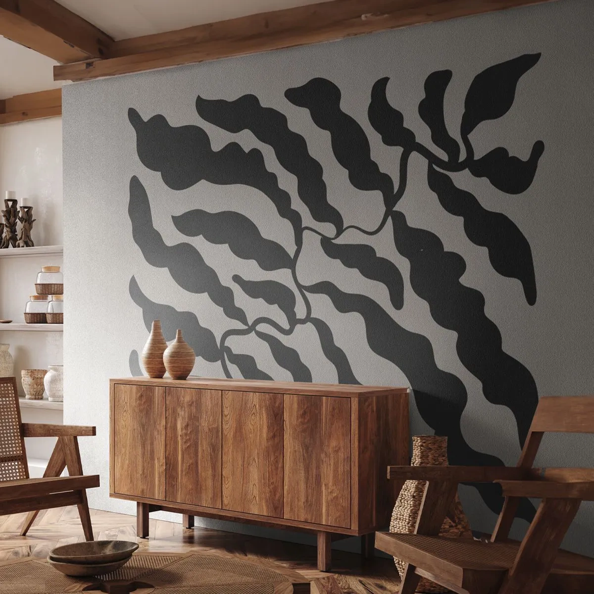 Fotobehang op maat Premium Canvas - Natuur van een vierkant - Boho, Planten, Deel