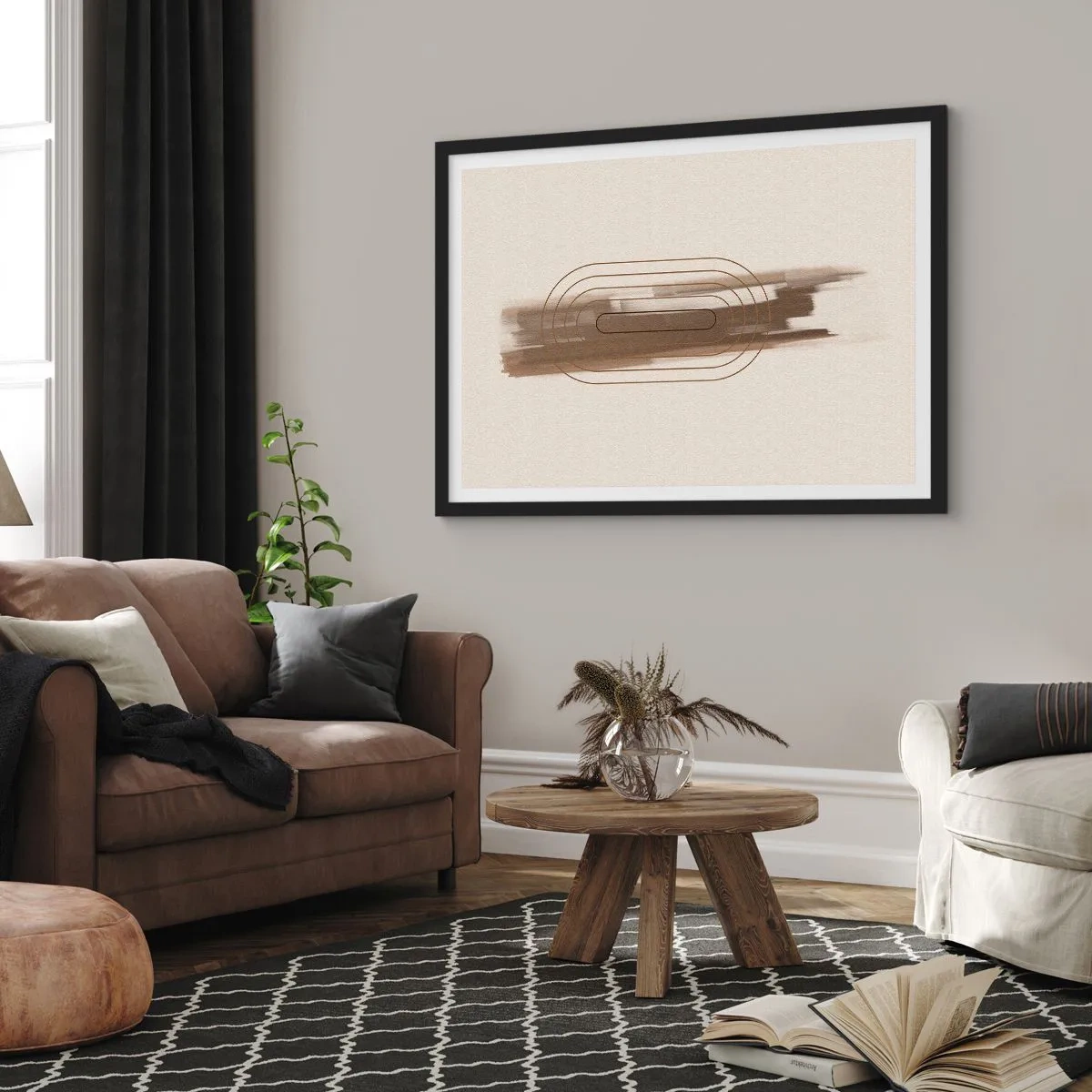 Poster in een zwarte lijst - Een briesje grijs - 70x50 cm