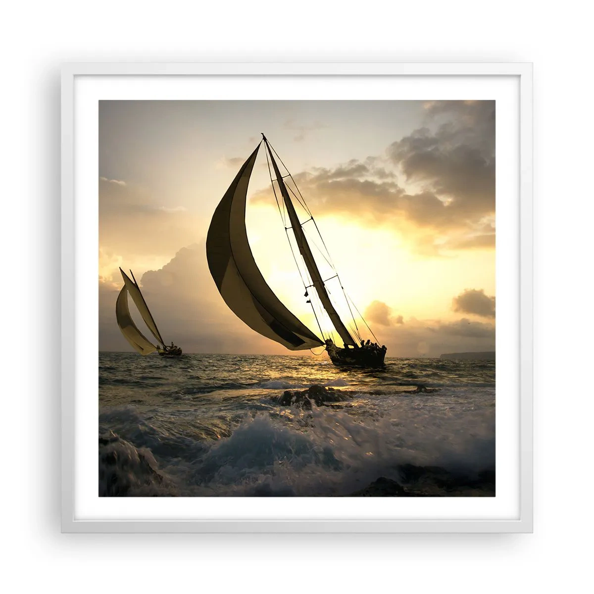 Poster in een witte lijst - Met de wind en tegen de wind - 60x60 cm