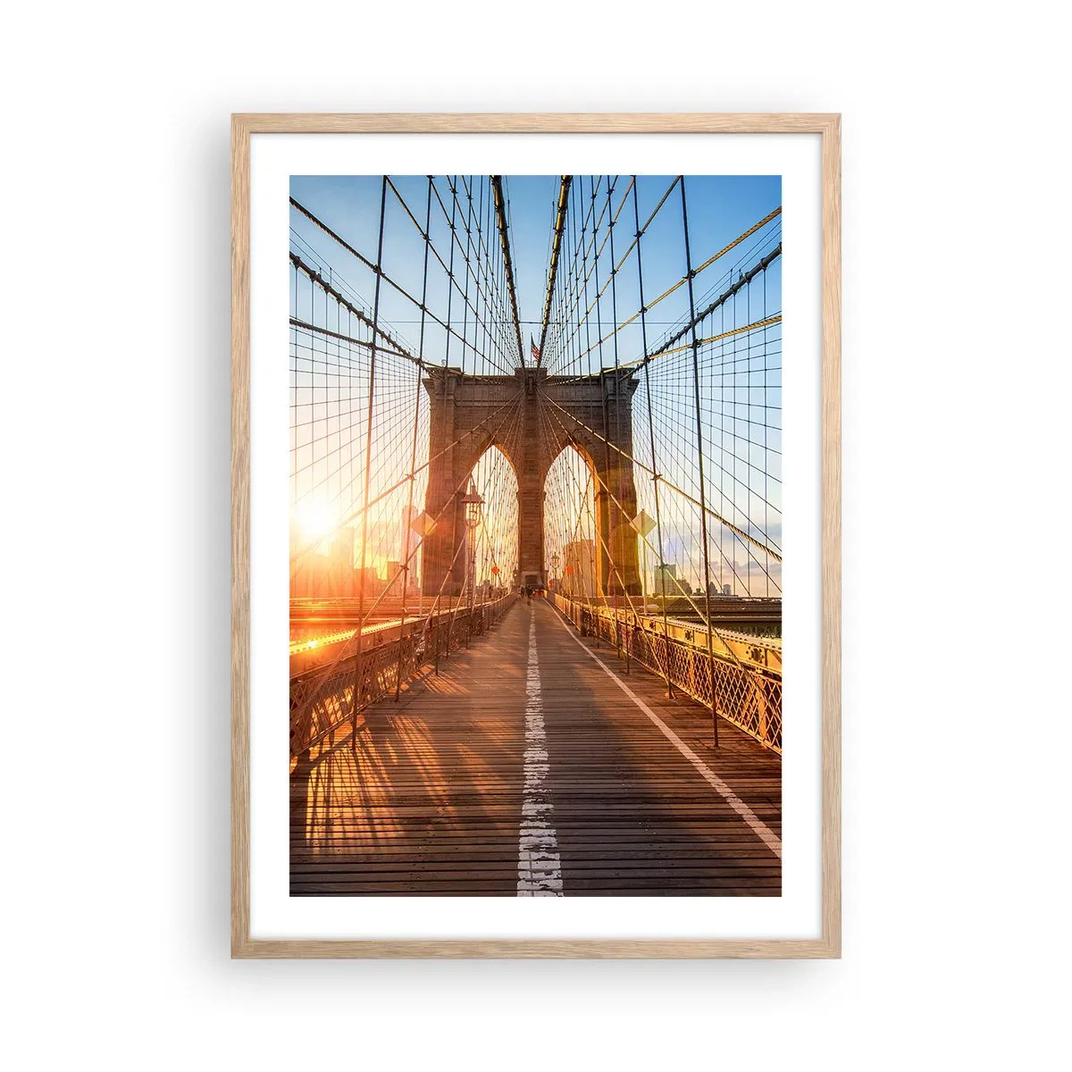 Een poster in een licht eiken lijst - Op de gouden brug - 50x70 cm
