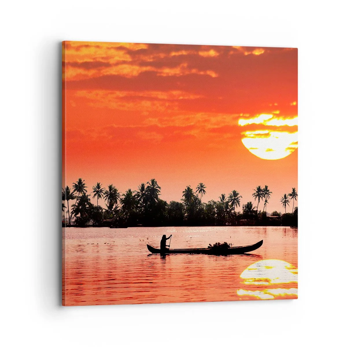 Schilderen op canvas - De rust van de tropen bij zonsondergang - 70x70 cm