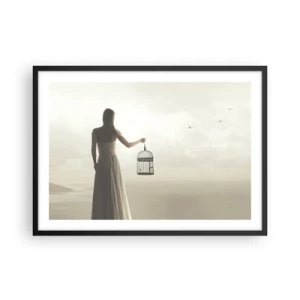 Poster in een zwarte lijst - Wees vrij - 70x50 cm