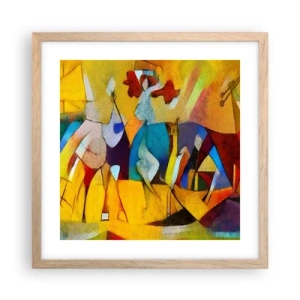 Een poster in een licht eiken lijst - Zon - leven - vreugde - 40x40 cm