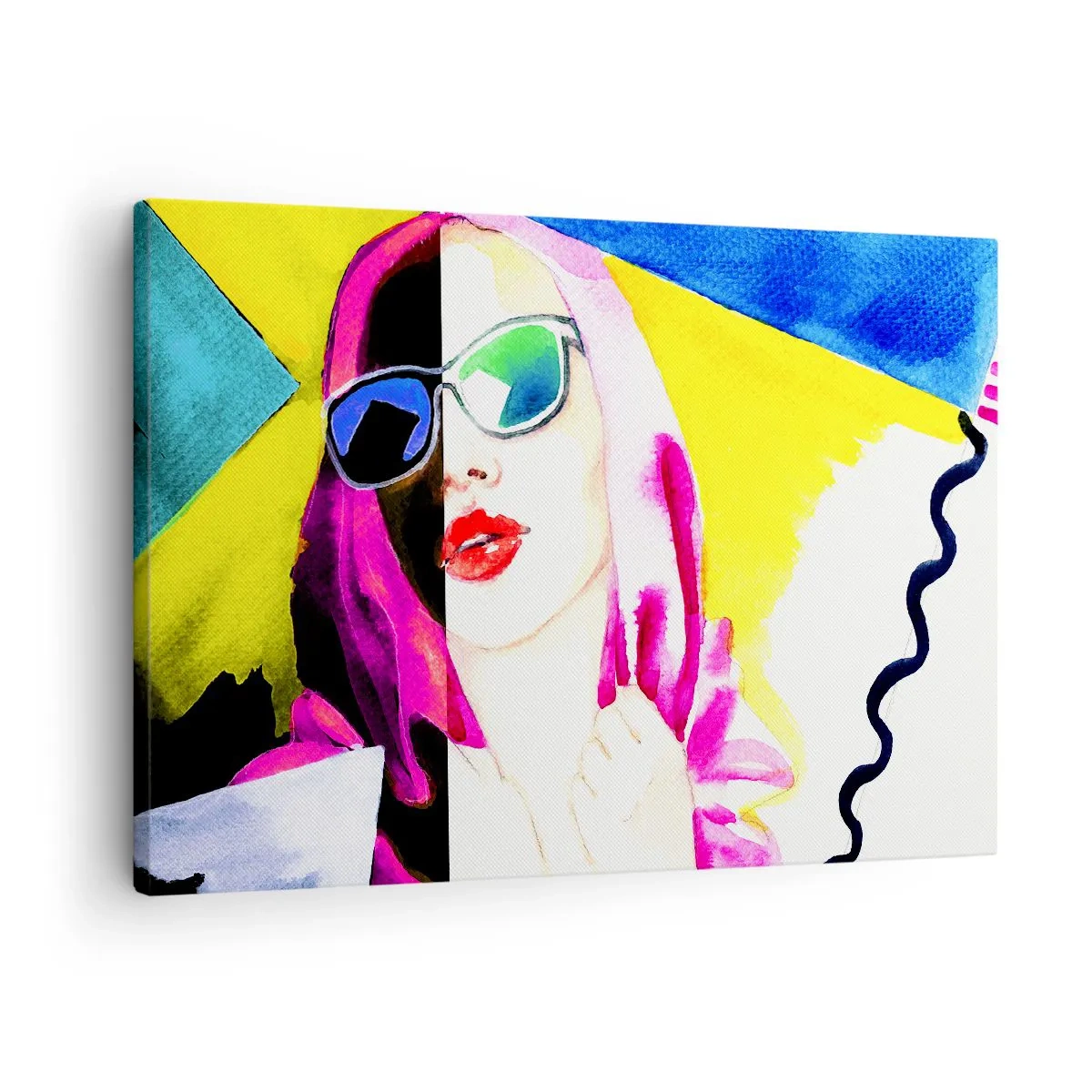 Schilderen op canvas - Kleurrijk portret van een vrouw met een zonnebril - 70x50cm - Ik ben niet wit en ik ben niet zwart - Moderne wanddecoratie voor woonkamer en slaapkamer ARTTOR