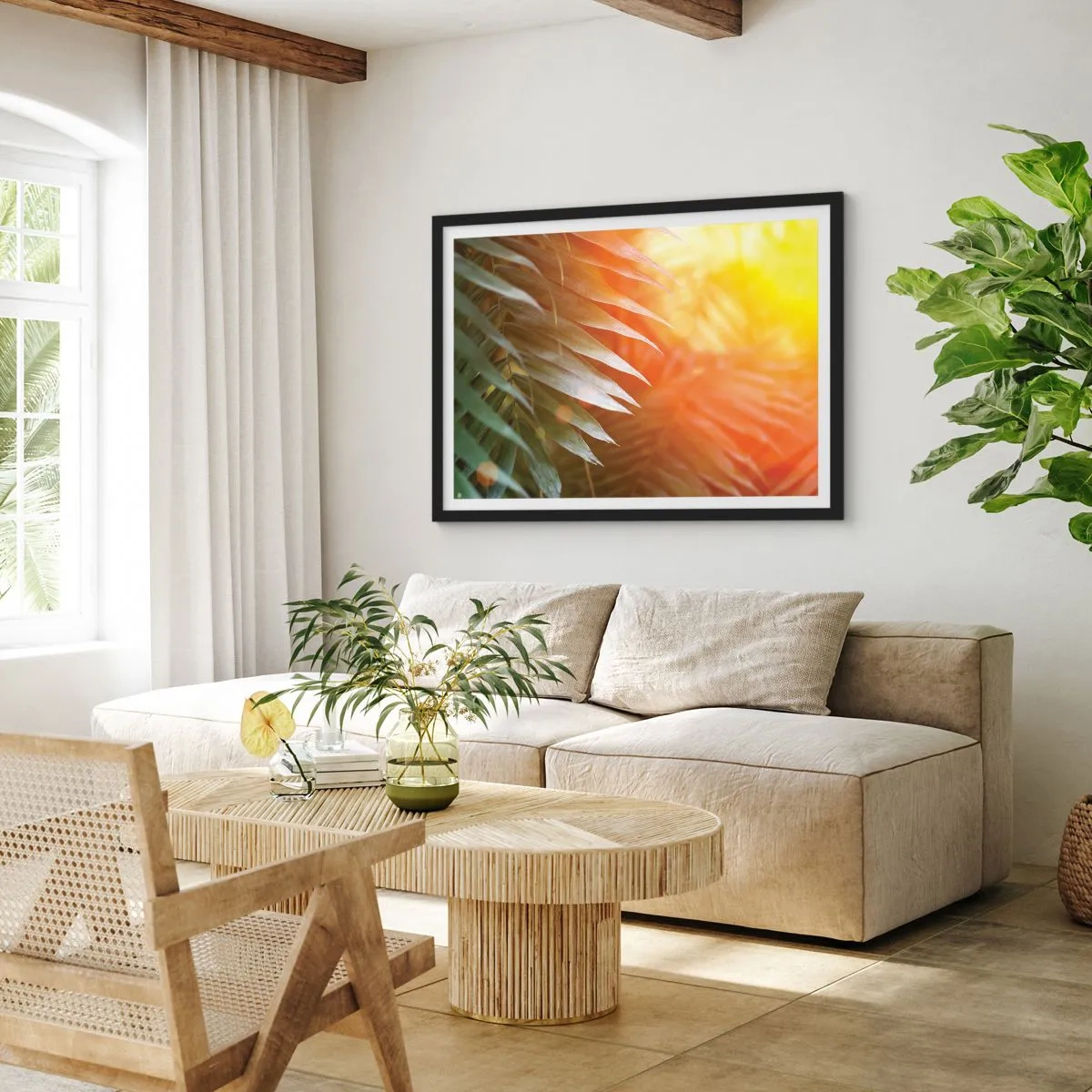 Poster in een zwarte lijst - Ochtend in de jungle - 70x50 cm