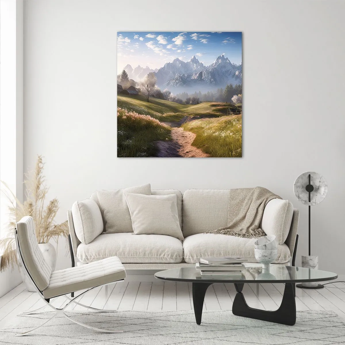 Schilderen op glas - Idyllische vallei - 40x40 cm