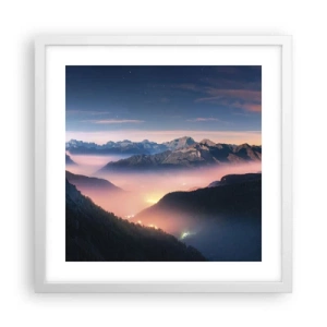 Poster in een witte lijst - Licht in de dalen - 40x40 cm