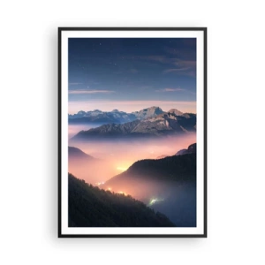 Poster in een zwarte lijst - Licht in de dalen - 70x100 cm