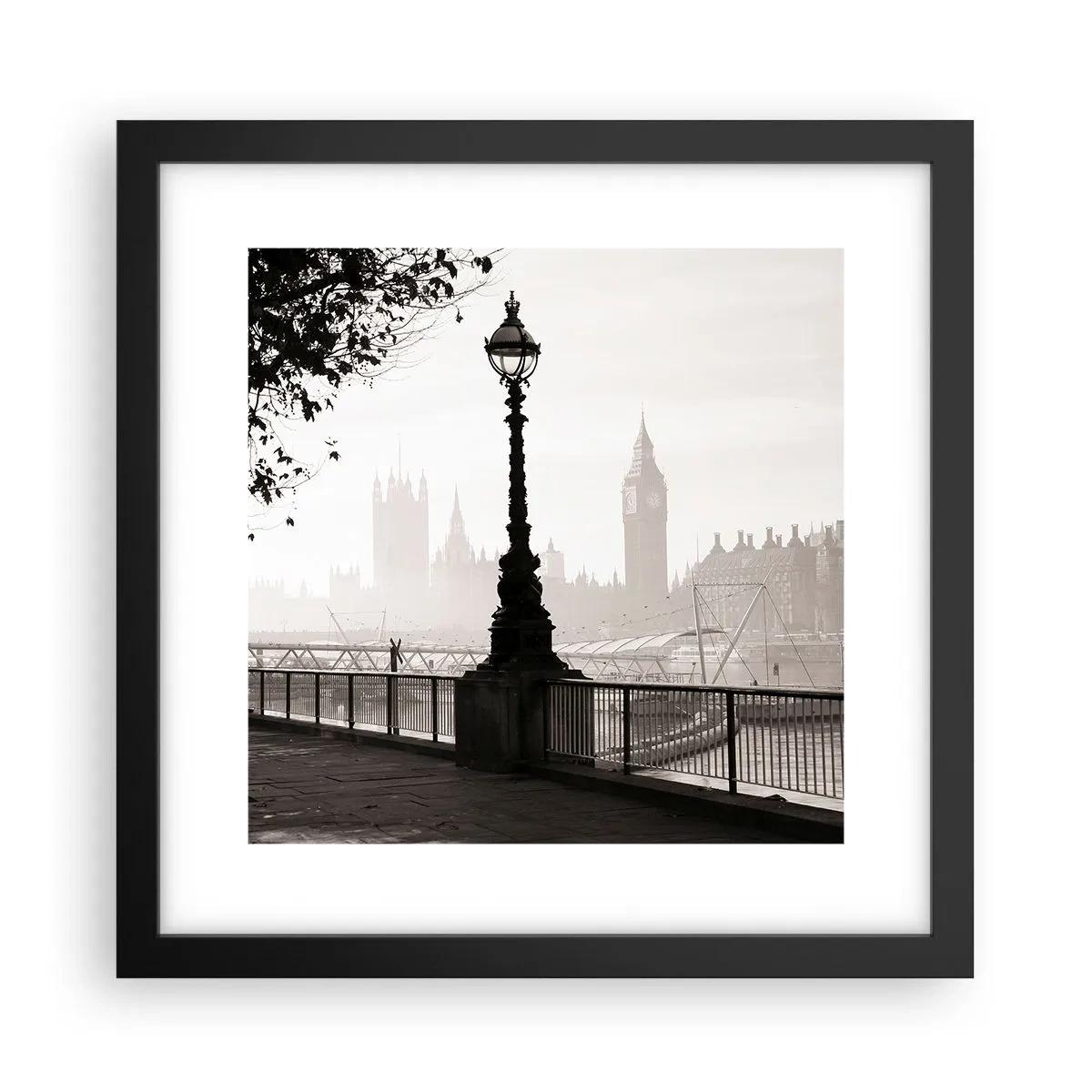 Poster in een zwarte lijst - Ochtend in Londen - 30x30 cm