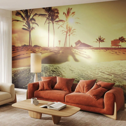 Fotobehang Premium Sand - Californië middag - Landschap, Strand, Kokospalm - 100x70 cm