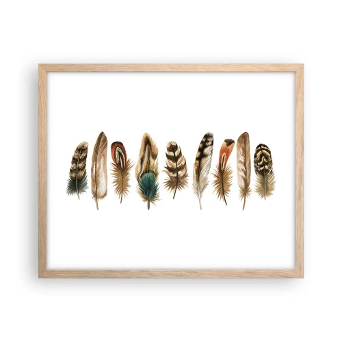 Een poster in een licht eiken lijst - Een gevederde variatie - 50x40 cm