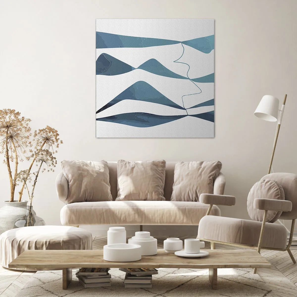 Schilderen op canvas - Abstractie: turquoise verbinding - 60x60 cm