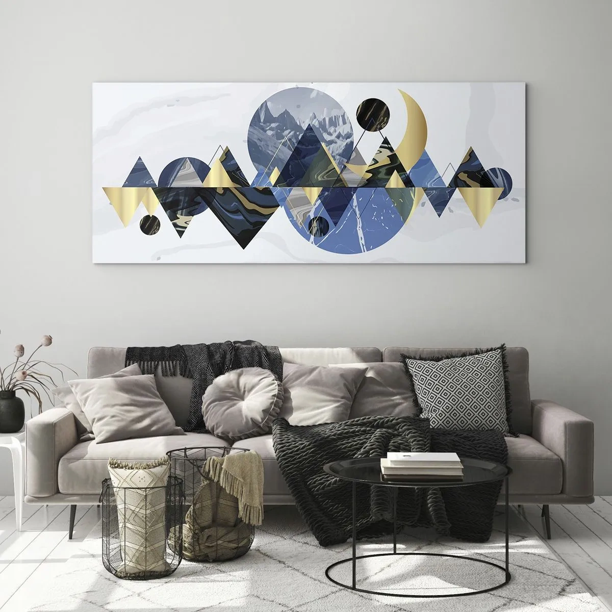Schilderen op glas - Geometrisch landschap - 120x50 cm