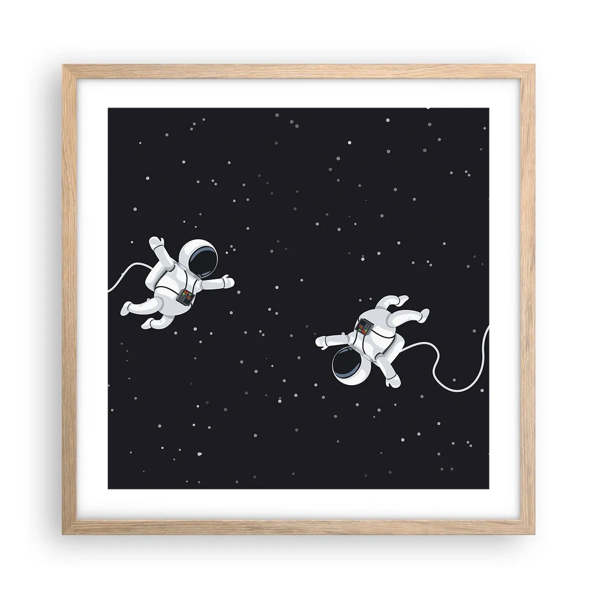 Een poster in een licht eiken lijst - Kosmische dans - 50x50 cm