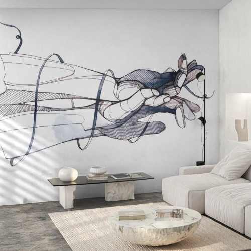 Fotobehang Premium Sand - Touch-studie - Abstractie, Handen, Grafisch - 300x210 cm