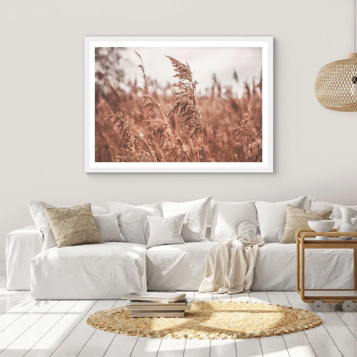 Poster in een witte lijst - Het is al herfst in de velden - 100x70 cm