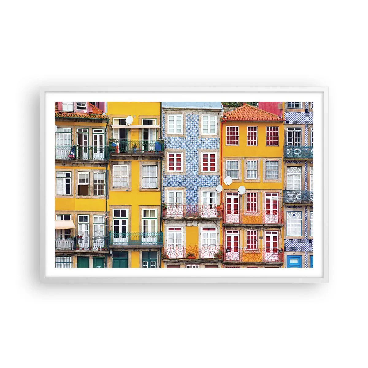 Poster in een witte lijst - De kleuren van de oude stad - 91x61 cm