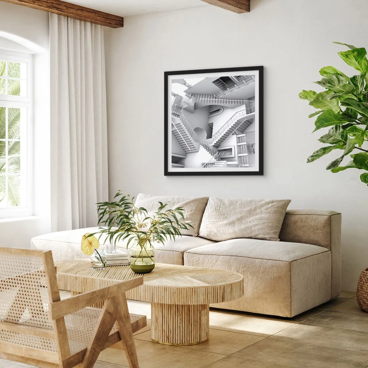 Poster in een zwarte lijst - De paradoxen van de ruimte - 60x60 cm