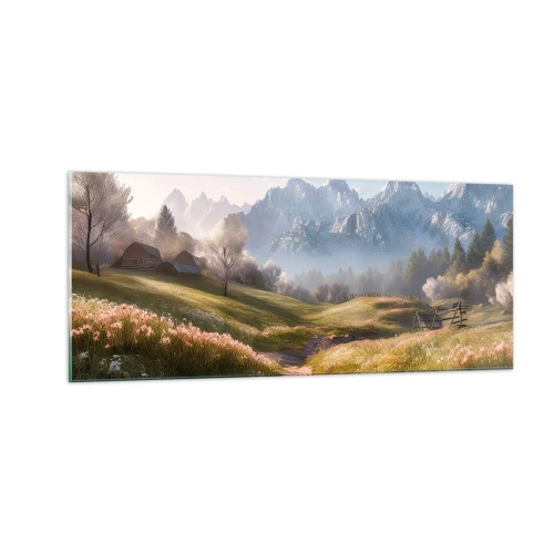 Schilderen op glas - Idyllische vallei - 100x40 cm