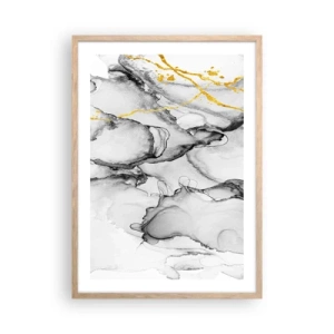 Een poster in een licht eiken lijst - Compositie met een gouden motief - 50x70 cm