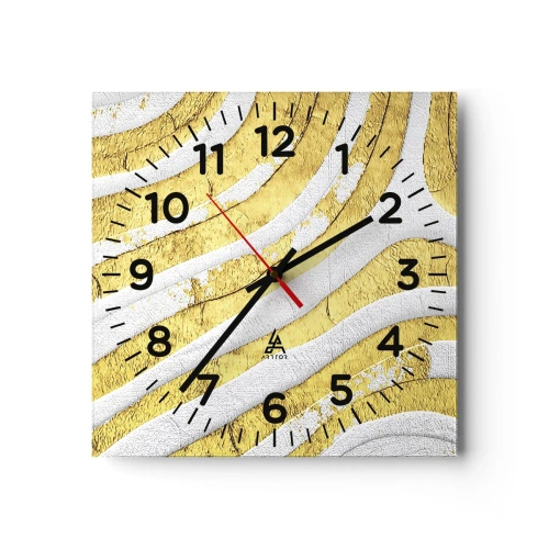 Wandklok - Klok - Compositie in wit en goud - 30x30 cm