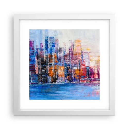 Poster in een witte lijst - Een vrolijke metropool - 30x30 cm