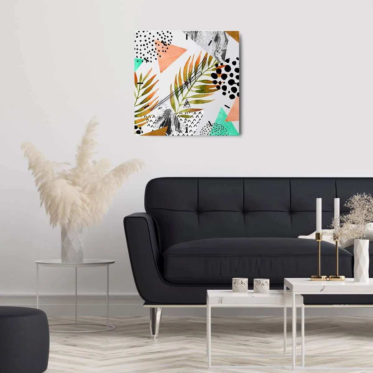 Wandklok - Klok - Decoratie met palmblad - 40x40 cm