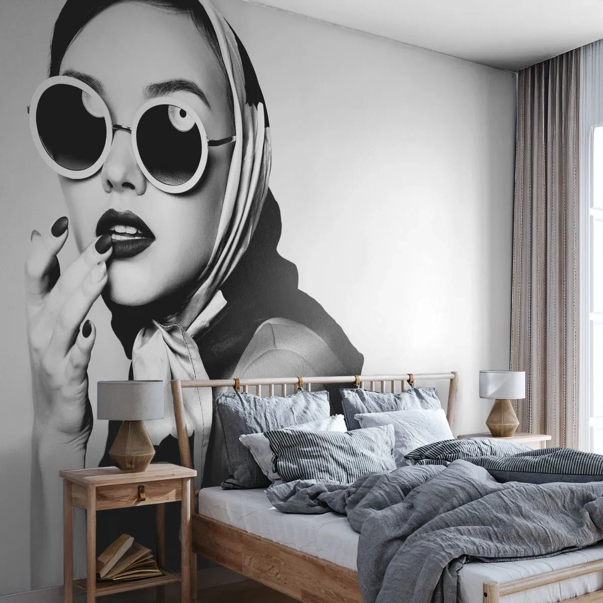 Fotobehang op maat Standard Eco - Groeten uit de jaren 60 - Vrouw, Het gezicht van de vrouw, Vintage