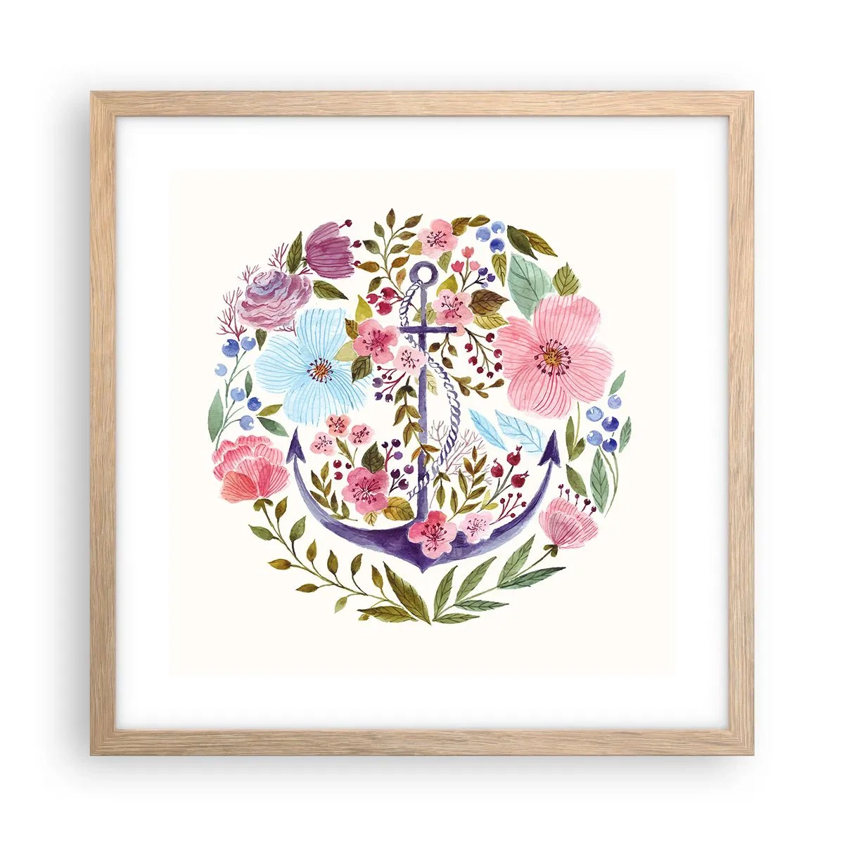 Een poster in een licht eiken lijst - Goede droom van zeeman - 40x40 cm