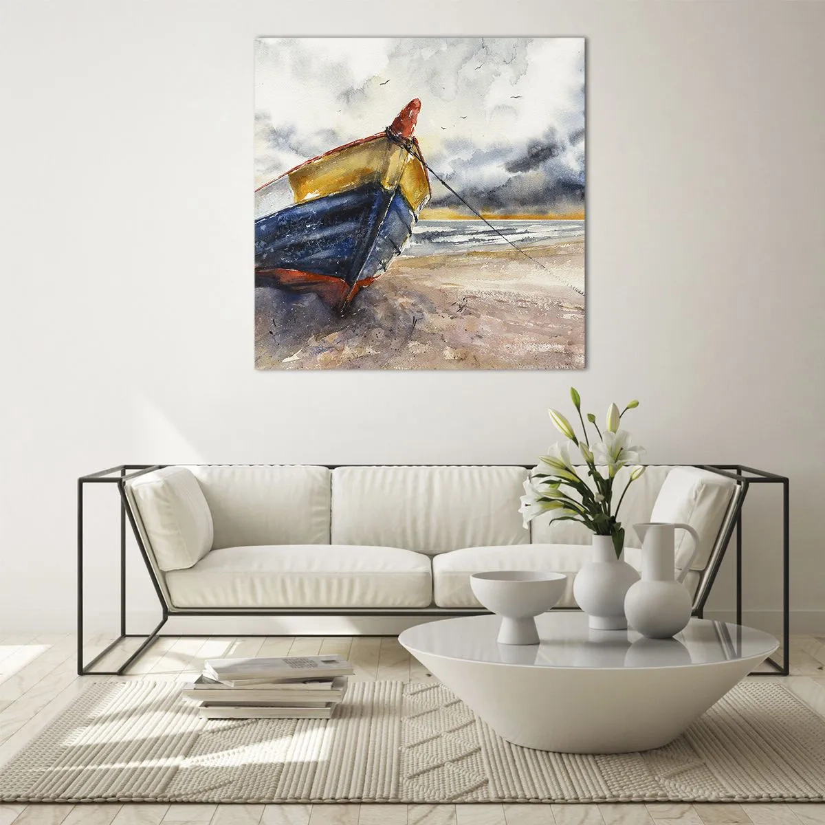 Schilderen op glas - Rust aan de kust - 70x70 cm