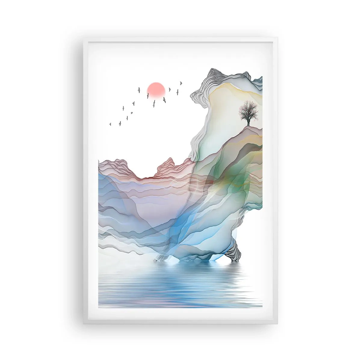 Poster in een witte lijst - Op weg naar de kristallen bergen - 61x91 cm