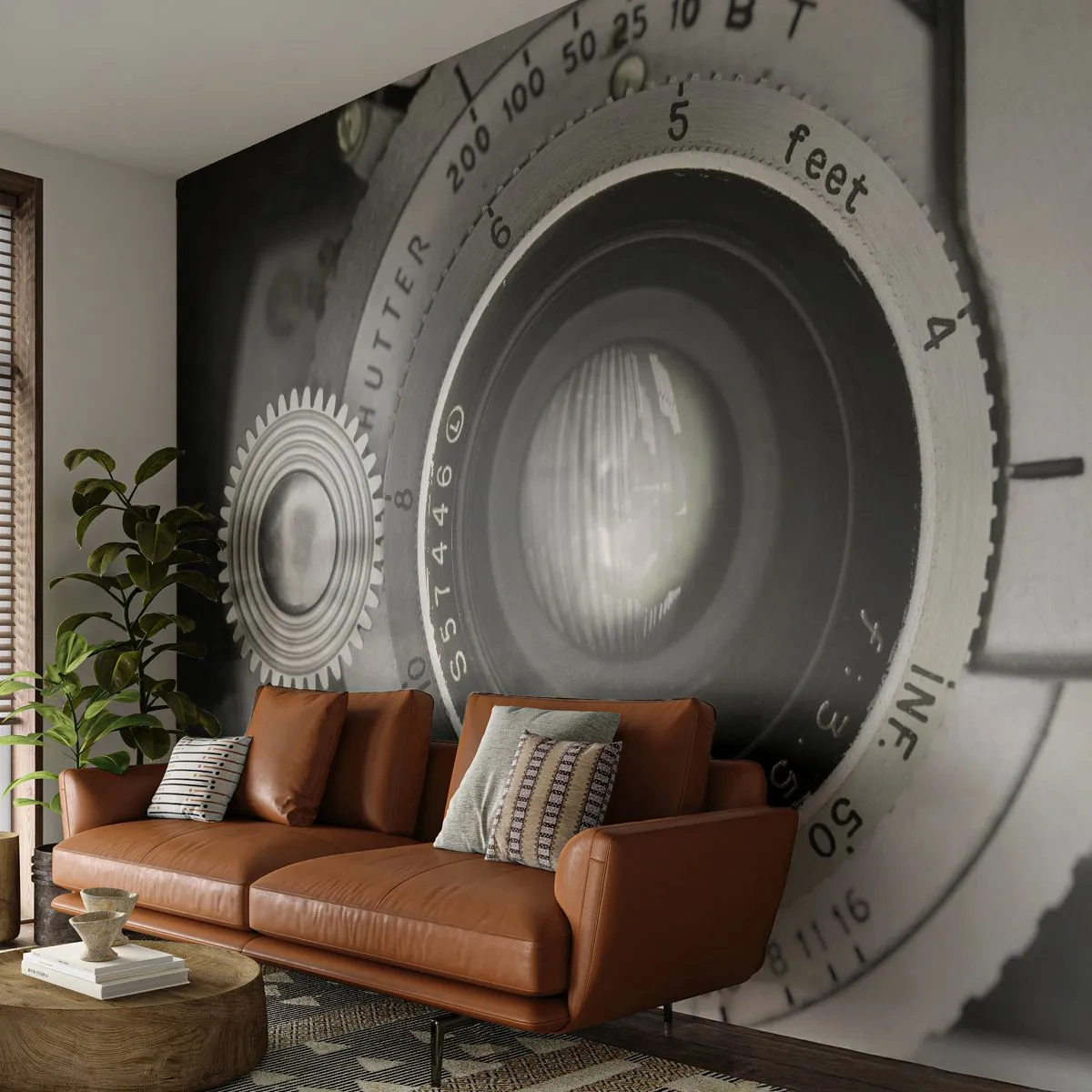 Fotobehang Standard Eco - Een verhaal over Hollywood - Camera, Zwart en wit, Vintage - 250x175 cm