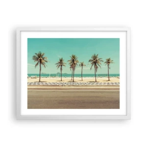 Poster in een witte lijst - Op wacht op het strand - 50x40 cm