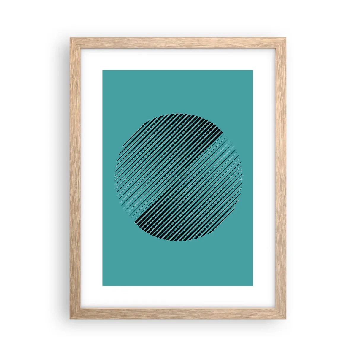 Een poster in een licht eiken lijst - Cirkel – een geometrische variatie - 30x40 cm