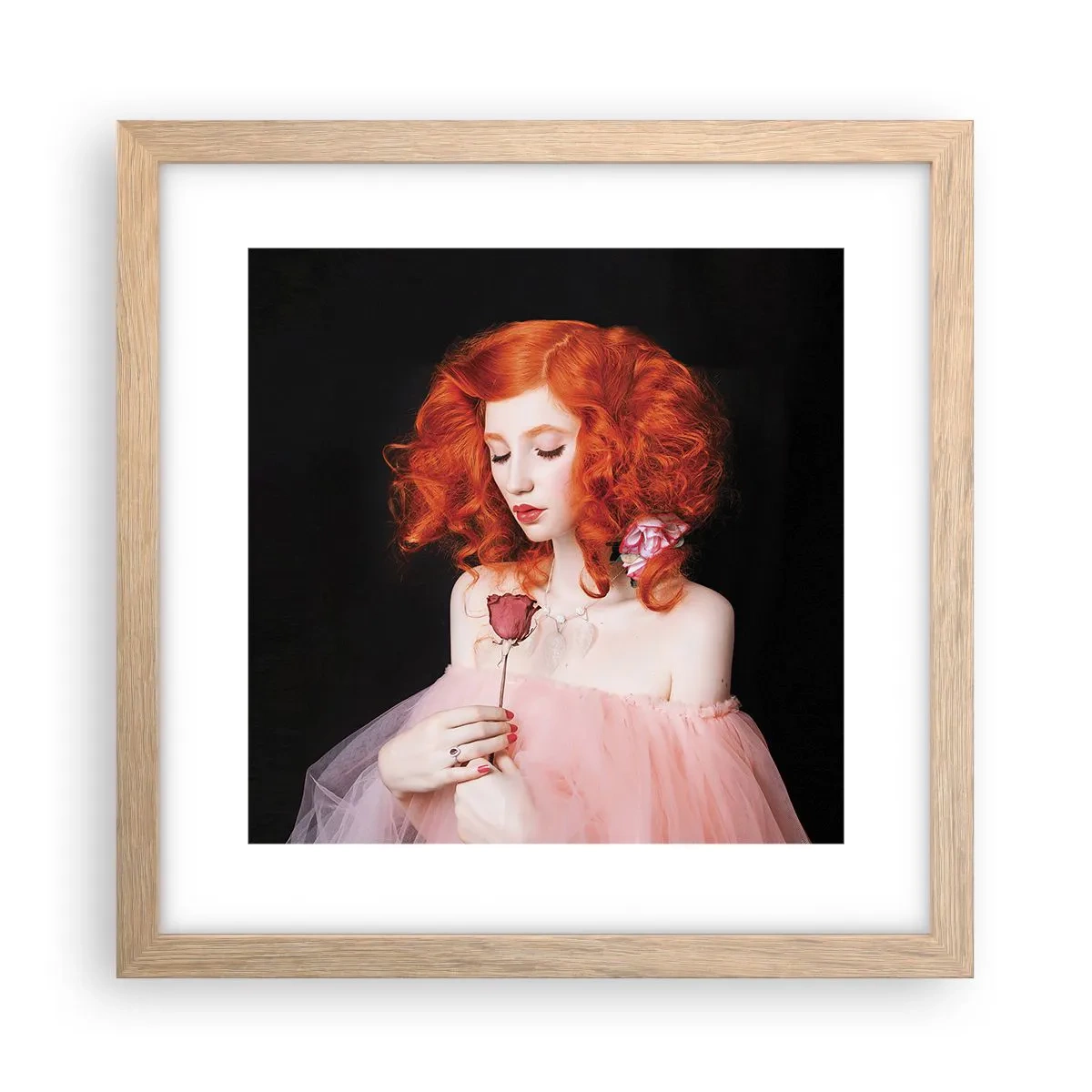 Een poster in een licht eiken lijst - In barokstijl - 30x30 cm