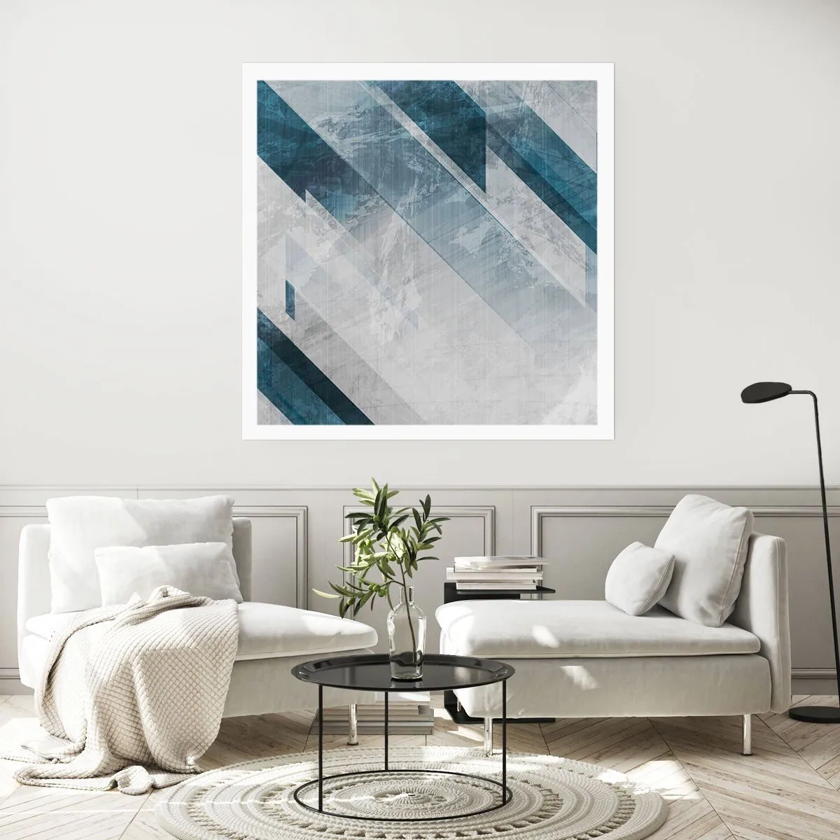 Poster - Ruimtelijke compositie - grijze beweging - 60x60 cm