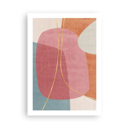 Poster - Pastelkleurcompositie met gouddraad - 50x70 cm