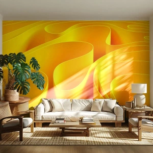 Zelfklevend Fotobehang Deluxe Sticker - Als de golven van de zon - 3D, Modern, Lijnen - 200x140 cm