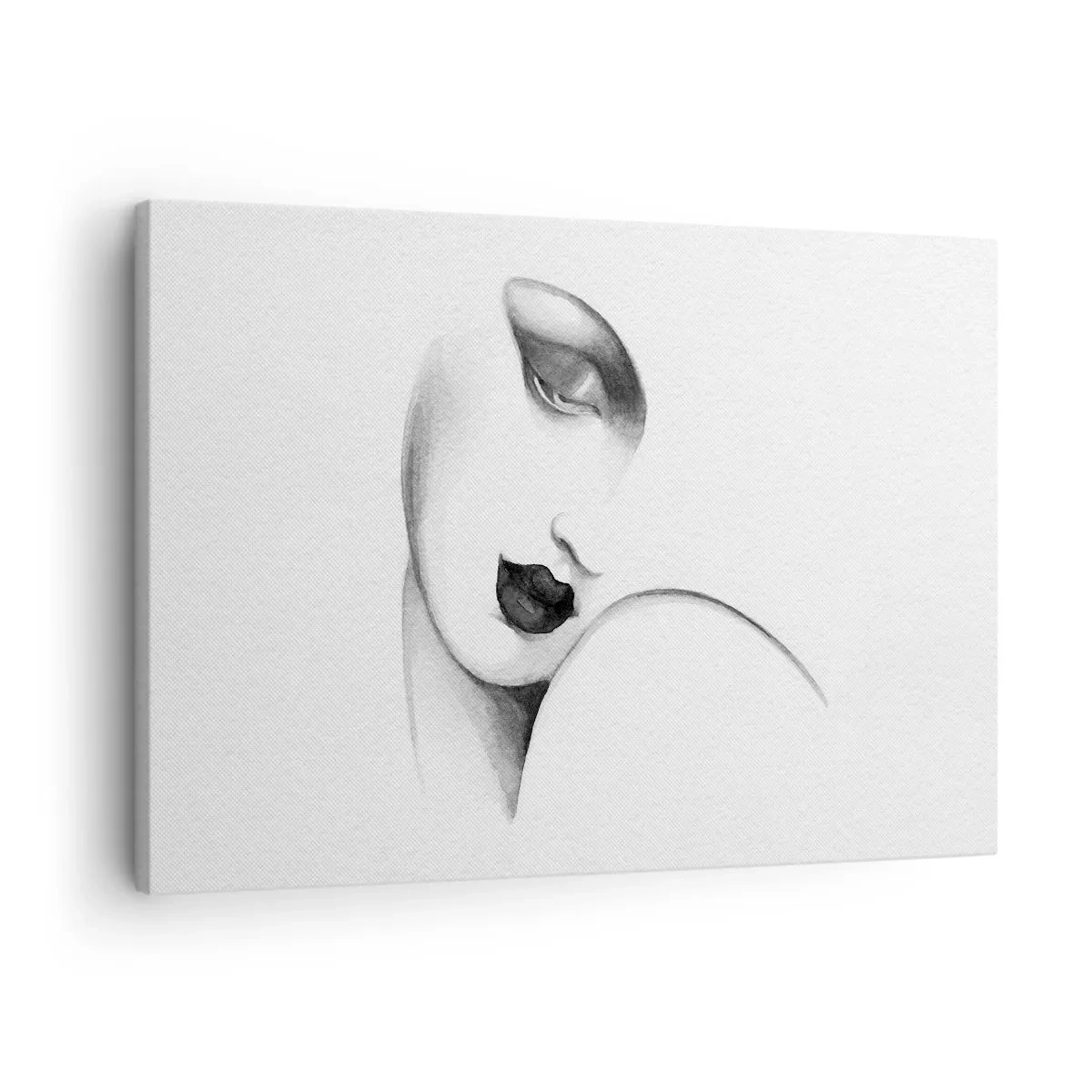 Schilderen op canvas - Een subtiel portret van een vrouw in monochrome stijl - 70x50cm - In de stijl van Łempicka - Moderne wanddecoratie voor woonkamer en slaapkamer ARTTOR