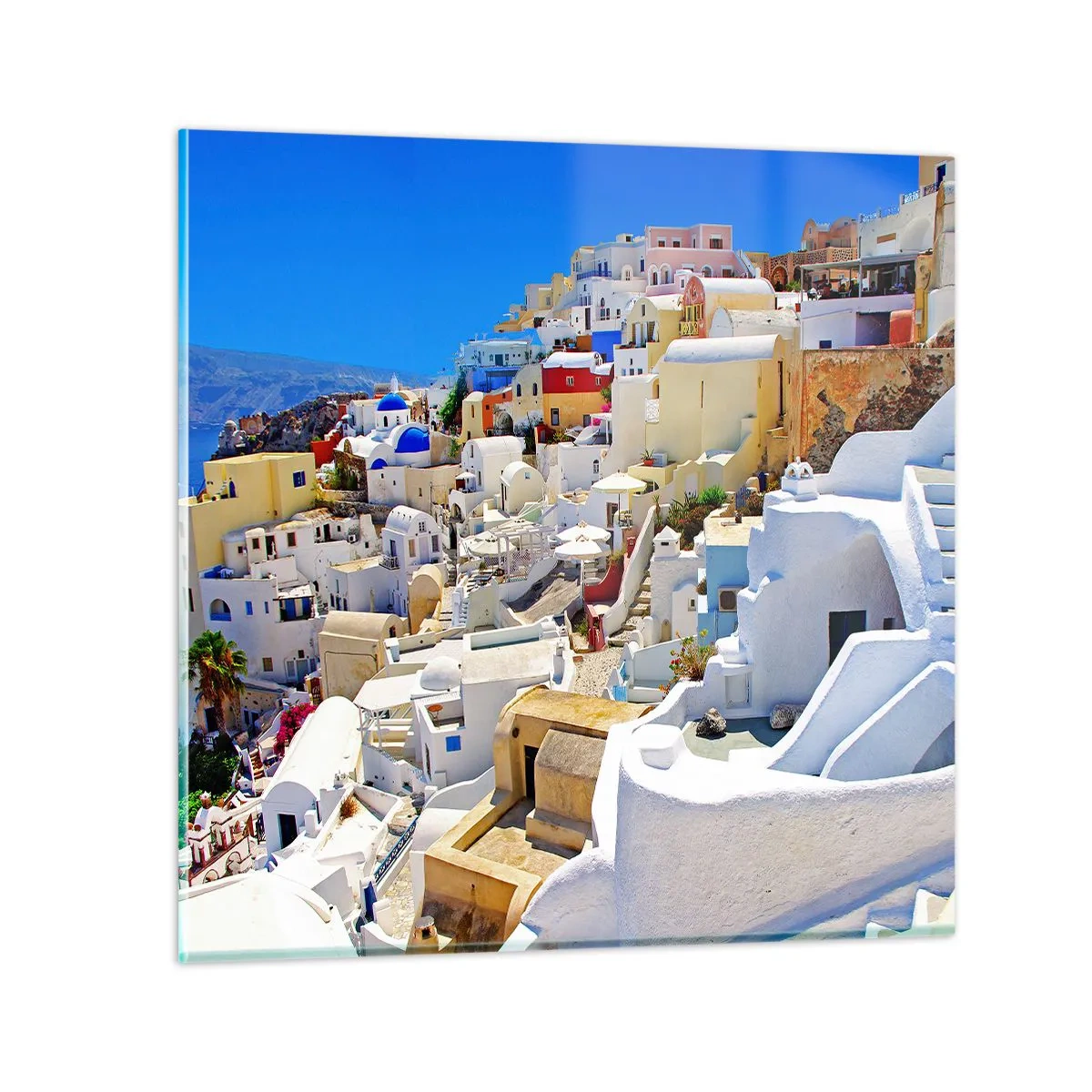 Schilderen op glas - De droom van een Griekse zomer - 30x30 cm