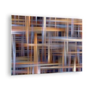 Schilderen op glas - Geometrisch patroon van lijnen en kleuren in een abstracte stijl - 70x50cm - Geweven van licht - Moderne wanddecoratie voor woonkamer en slaapkamer ARTTOR