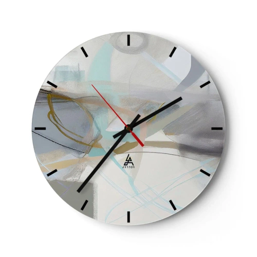 Wandklok - Klok - Een delicate abstractie met pastelstrepen en zachte contouren. - 30x30cm - Mistige abstractie - Moderne wanddecoratie voor woonkamer, keuken en slaapkamer ARTTOR