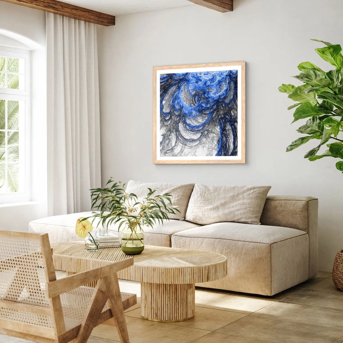 Een poster in een licht eiken lijst - De geboorte van een golf - 40x40 cm