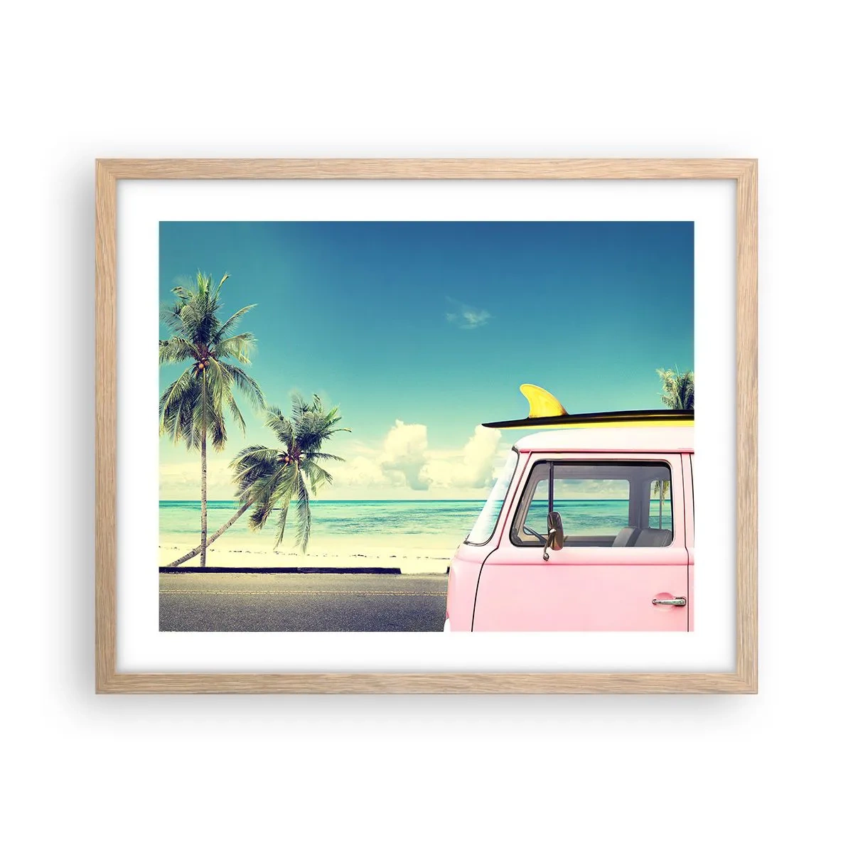 Een poster in een licht eiken lijst - Tijd om aan je vakantie te beginnen. - 50x40 cm
