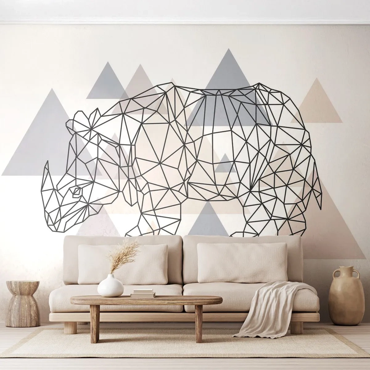 Fotobehang Standard Eco - Structuur van kracht - Abstractie, Grafisch, Neushoorn - 400x280 cm
