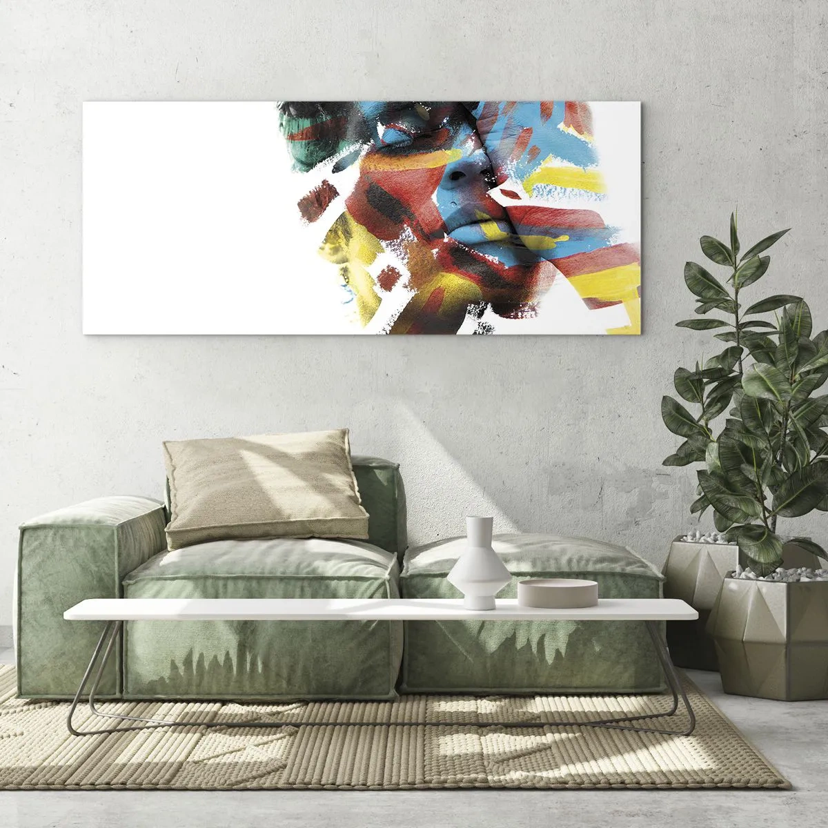 Schilderen op glas - Een kleurrijke persoonlijkheid - 120x50 cm