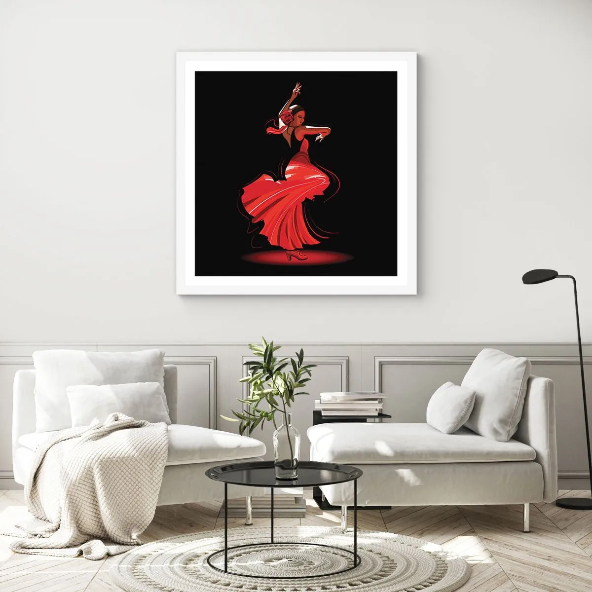 Poster in een witte lijst - De vurige geest van flamenco - 50x50 cm
