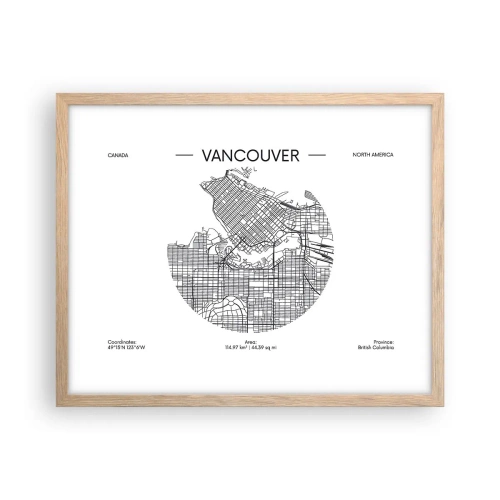 Een poster in een licht eiken lijst - Anatomie van Vancouver - 50x40 cm