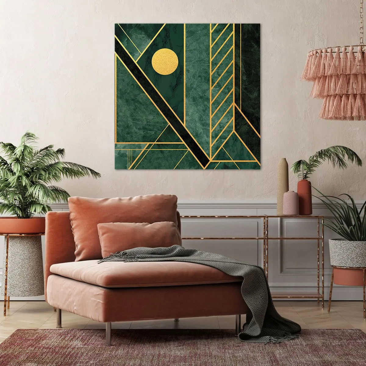 Schilderen op canvas - Dynamiek van goud en azuur - 40x40 cm